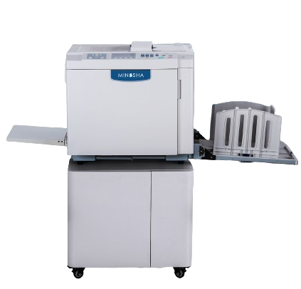 MIL-DD 2500 digital duplicator with high-speed printing capabilities, featuring a sleek design and an intuitive LCD interface.