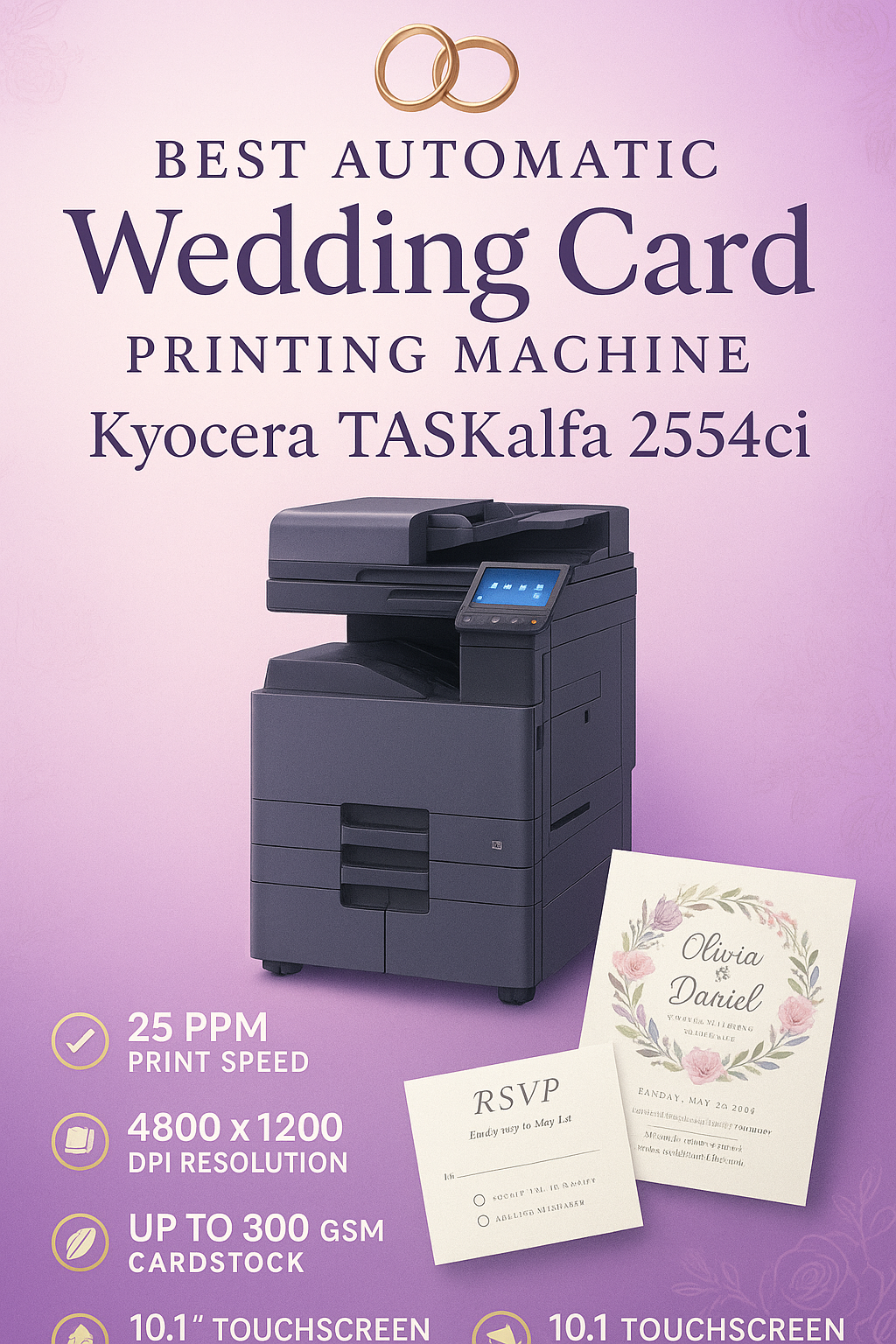 Best Automatic Wedding Card Printing Machine: Kyocera TASKalfa 2554ci - Complete Guide 2025 4 Kyocera TASKalfa 2554ci automatic wedding card printing machine with 25 ppm speed, 4800 dpi resolution for professional wedding invitation printing business